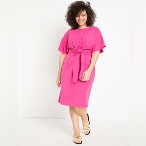 Eloquii Pink Tie-Front Dress Size 14